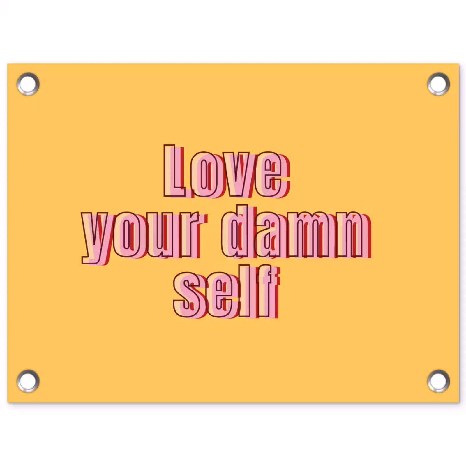 Tuinposter - Love yourself - Roze - Geel — 1
