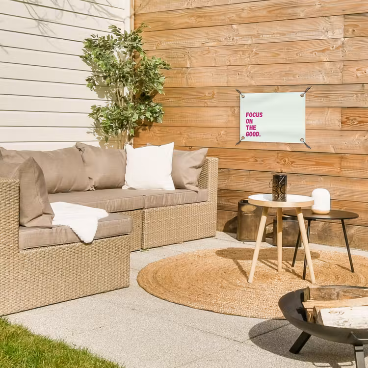 Tuinposter - Focus on the good - Beige - Roze — 4