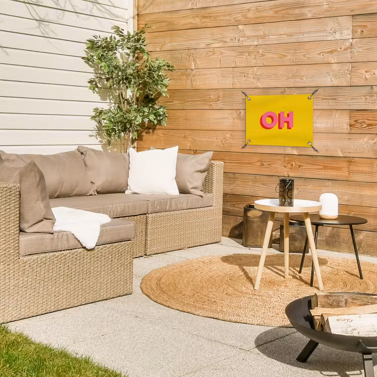 Tuinposter - Geel - Roze - Oh - 3D — 4