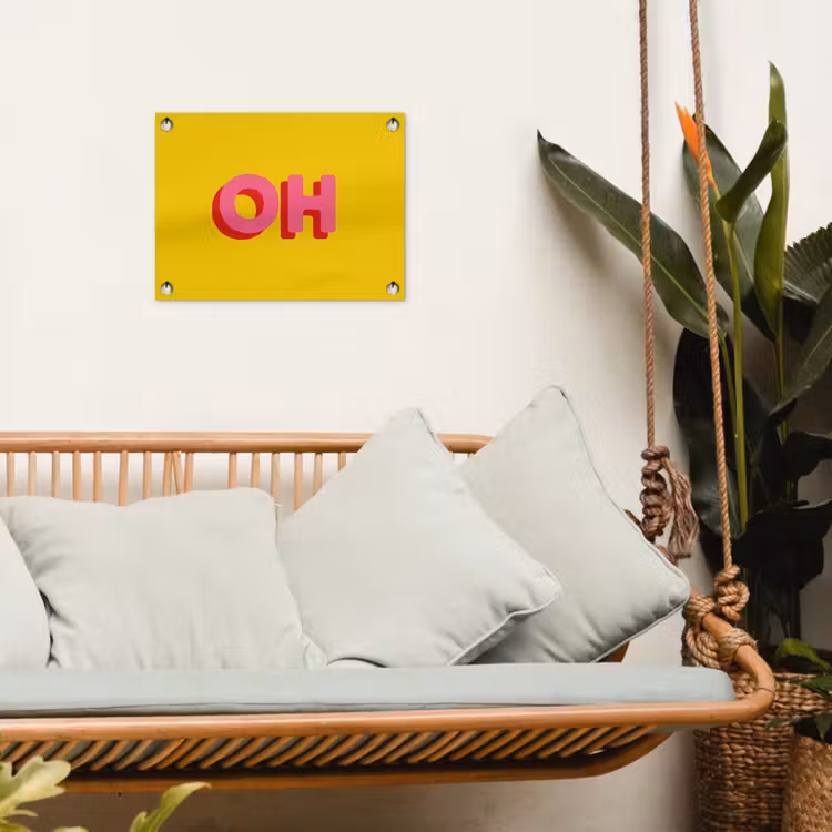 Tuinposter - Geel - Roze - Oh - 3D — 5