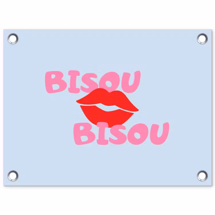 Tuinposter - Lippen - Bisou - Blauw — 1