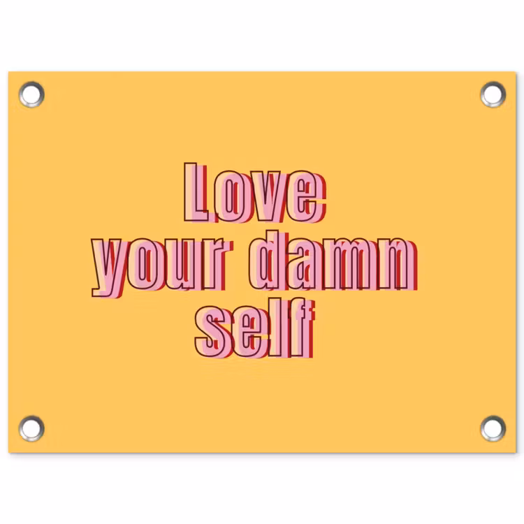 Tuinposter - Love yourself - Roze - Geel — 1