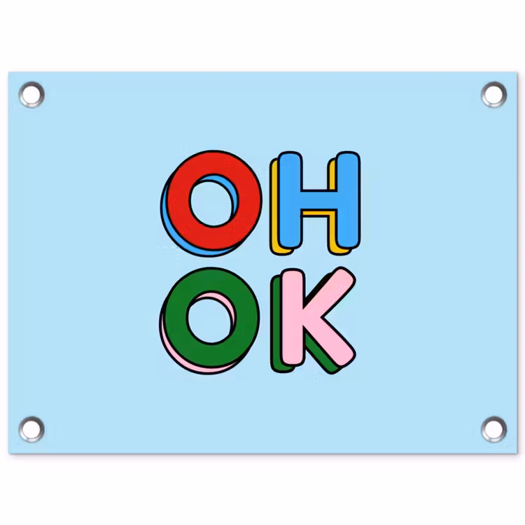 Tuinposter - Oh ok - Blauw - Kleurrijk — 1