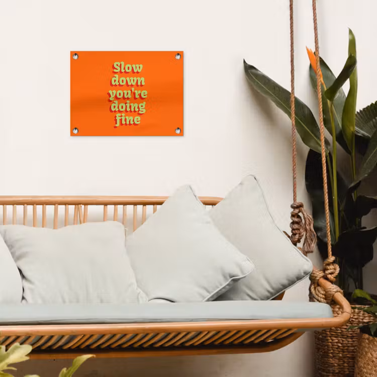 Tuinposter - Oranje - Slow down you're doing fine - Retro — 5