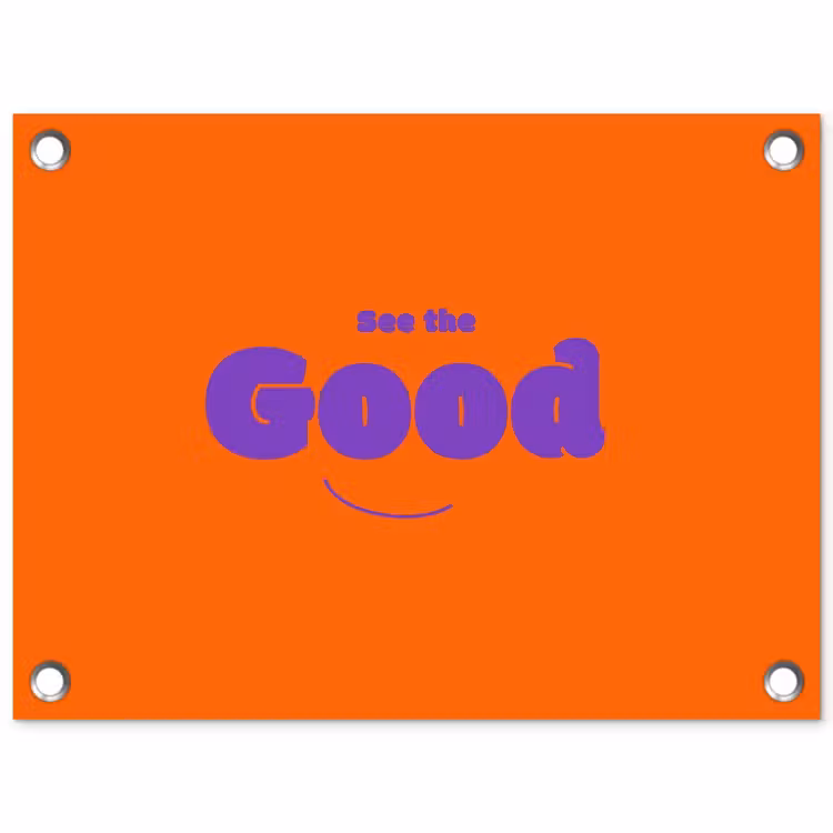 Tuinposter - See the good - Paars - Oranje - Smiley — 1