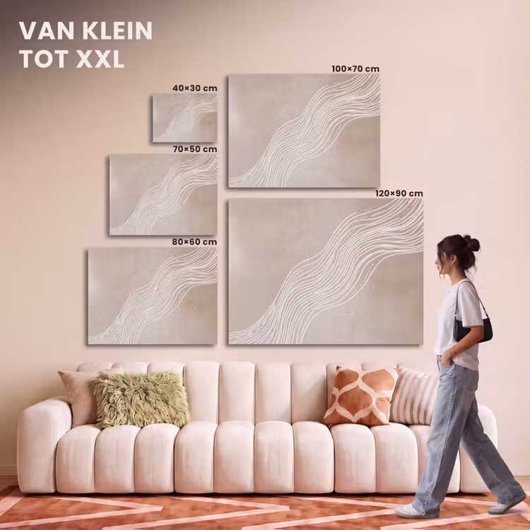 Akoestisch schilderij - Golvende lijnen - Vloeiend - Zandkleurig — 7