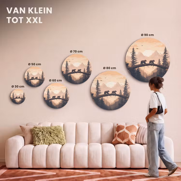 Akoestisch schilderij rond - Beren - Bomen - Landschap - Zonsondergang — 7