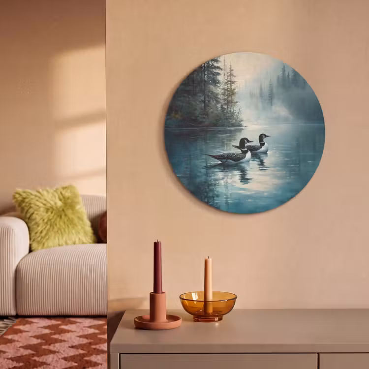 Akoestisch schilderij rond - Bos - Water - Eenden - Mistig — 2