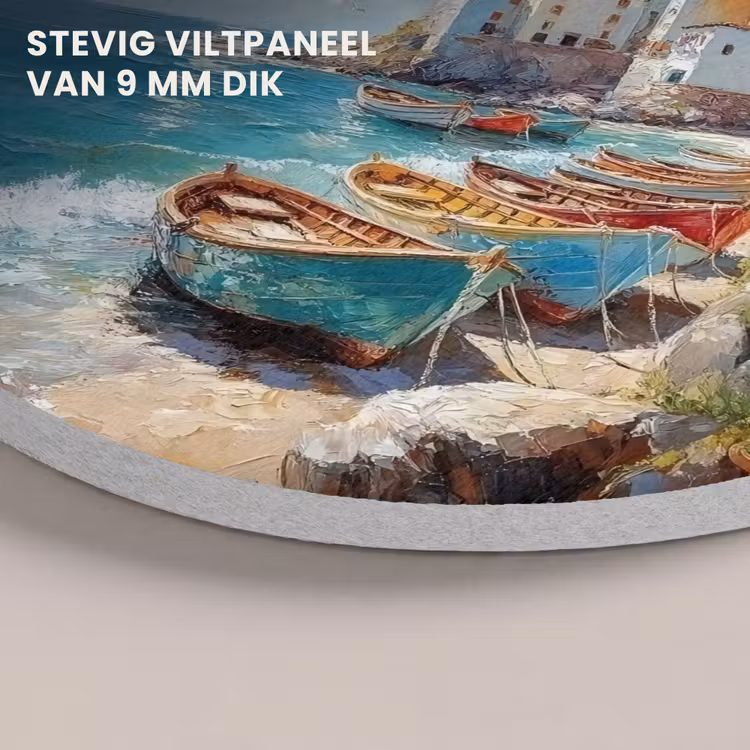 Akoestisch schilderij rond - Boten - Rotsen - Zee - Zon — 5