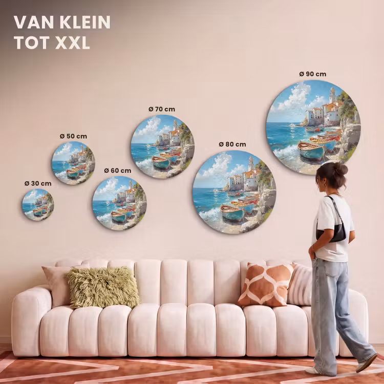 Akoestisch schilderij rond - Boten - Rotsen - Zee - Zon — 7