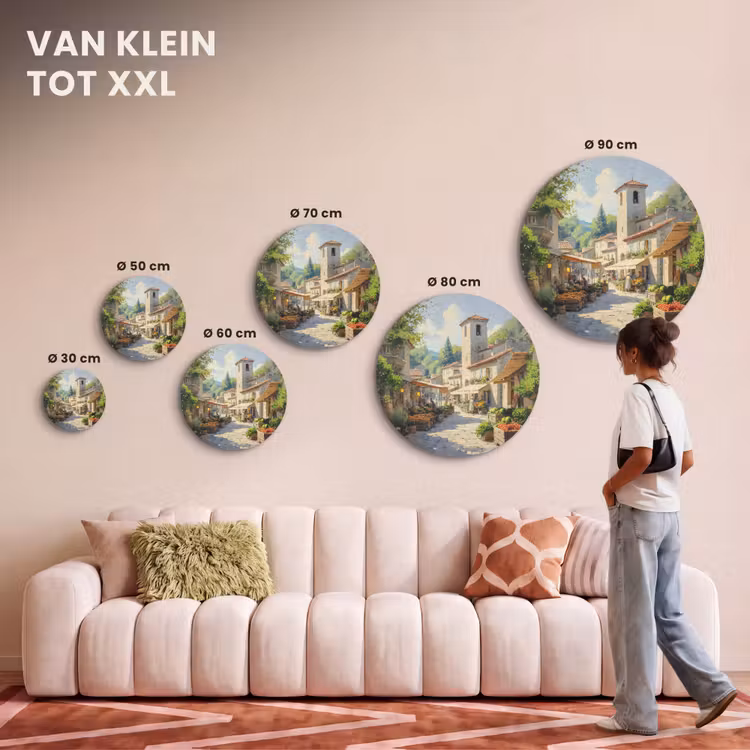 Akoestisch schilderij rond - Dorp - Zon - Kraampjes - Huizen — 7