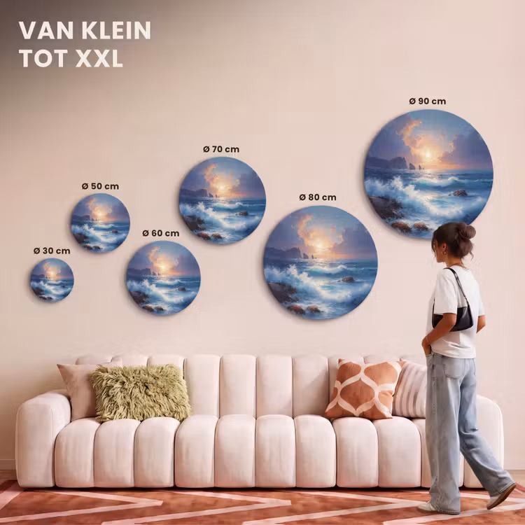 Akoestisch schilderij rond - Golven - Zee - Kleurrijk - Rotsen — 7