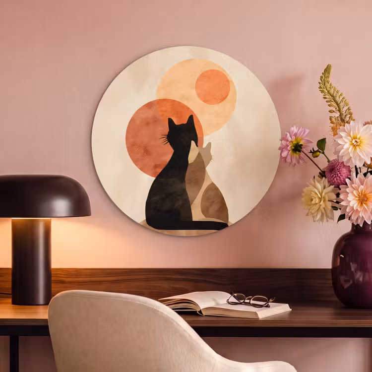 Akoestisch schilderij rond - Katten - Zwart - Abstract - Cirkels — 6