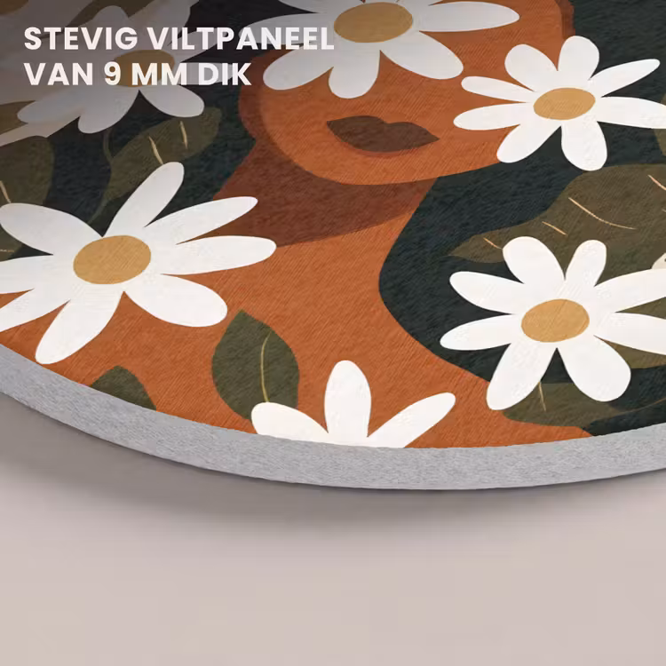 Akoestisch schilderij rond - Illustratie - Vrouw - Madeliefjes - Wit — 5