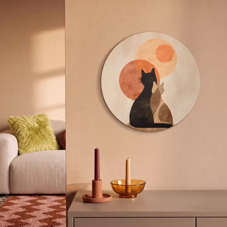 Akoestisch schilderij rond - Katten - Zwart - Abstract - Cirkels — 2