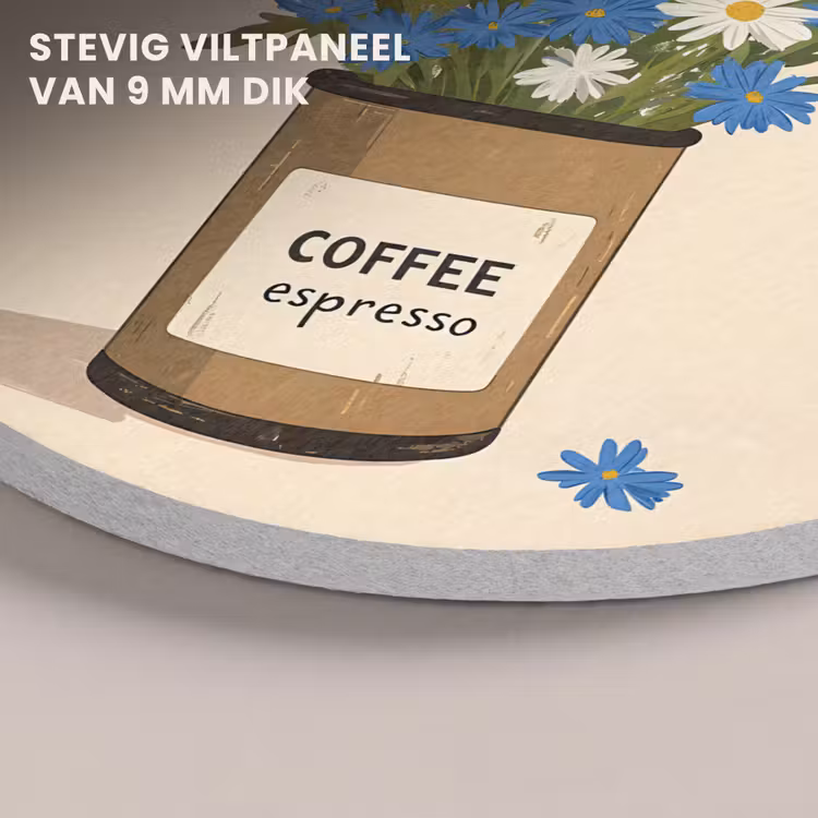 Akoestisch schilderij rond - Coffee - Blik - Minimalistisch - Bloemen — 5