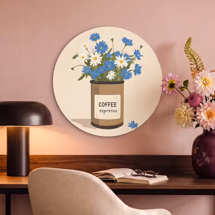Akoestisch schilderij rond - Coffee - Blik - Minimalistisch - Bloemen — 6