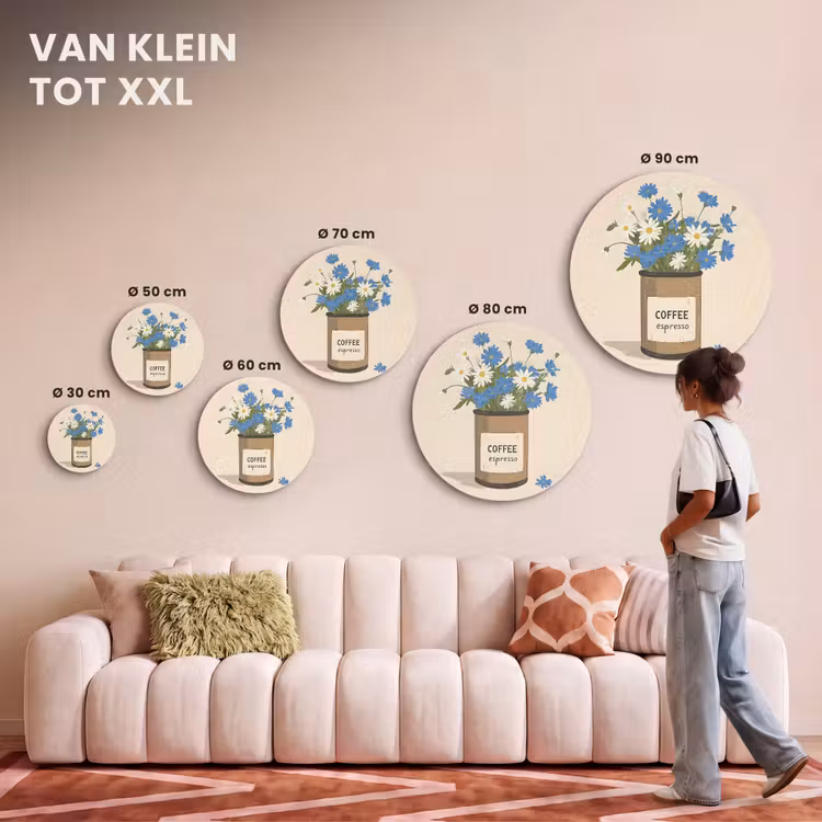 Akoestisch schilderij rond - Coffee - Blik - Minimalistisch - Bloemen — 7