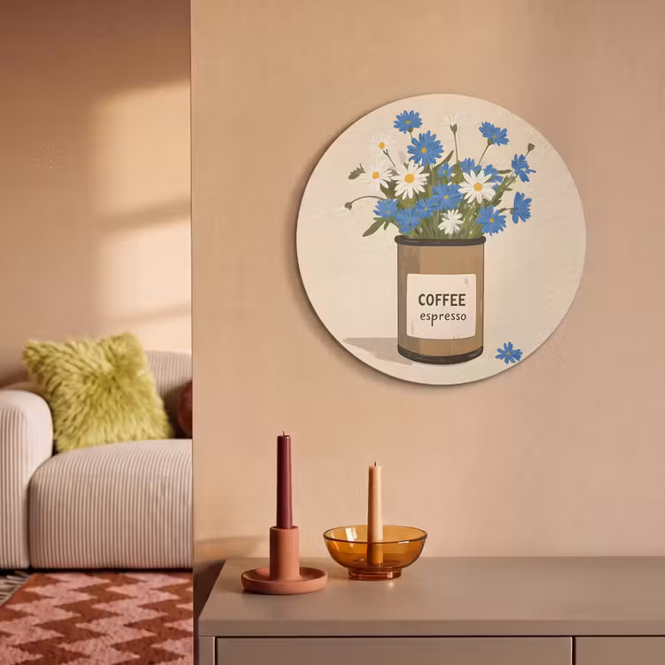 Akoestisch schilderij rond - Coffee - Blik - Minimalistisch - Bloemen — 2