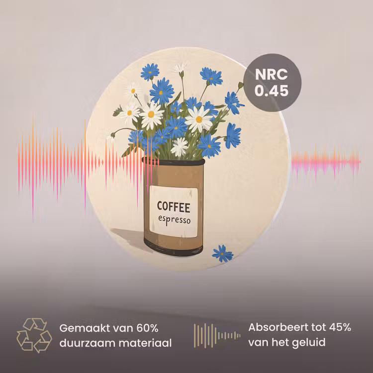 Akoestisch schilderij rond - Coffee - Blik - Minimalistisch - Bloemen — 3