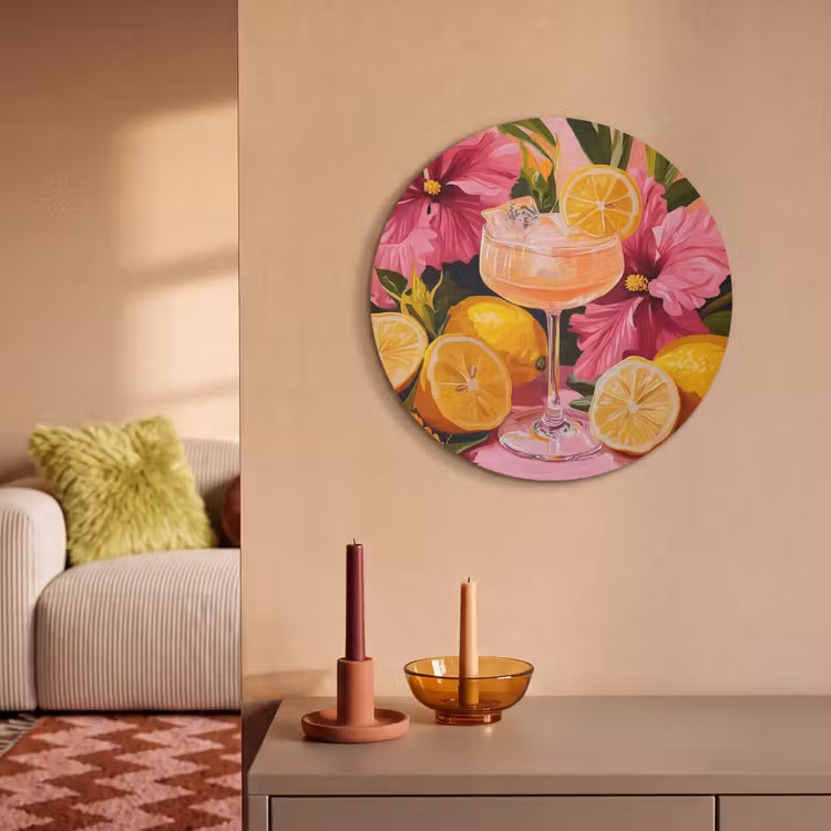 Akoestisch schilderij rond - Drink - Bloemen - Yellow — 2