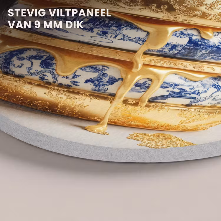 Akoestisch schilderij rond - Delftsblauw - Goud - Burger — 5
