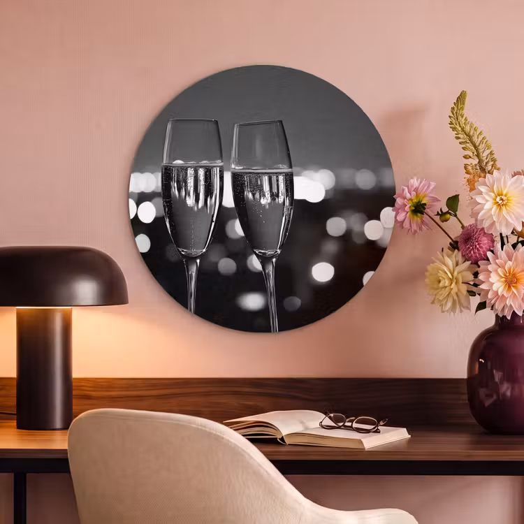 Akoestisch schilderij rond - Bubbels - Proosten - Champagneglazen - Stadslichten — 6