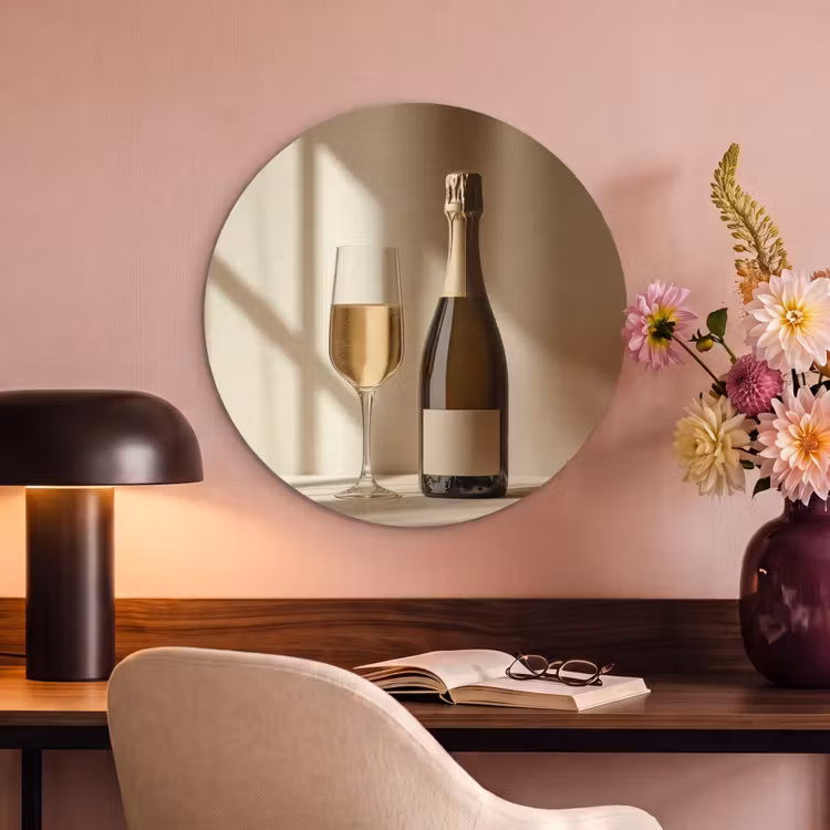 Akoestisch schilderij rond - Champagne - Beige - Schaduw - Bubbels — 6