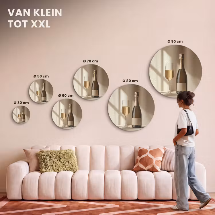 Akoestisch schilderij rond - Champagne - Beige - Schaduw - Bubbels — 7