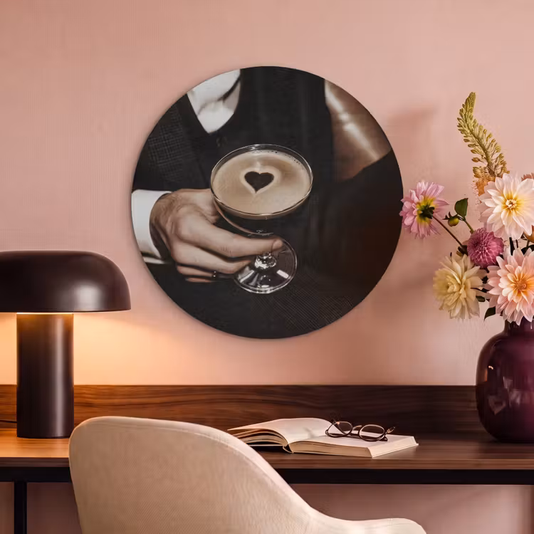 Akoestisch schilderij rond - Hartje - Cocktail - Espresso Martini - Hand — 6