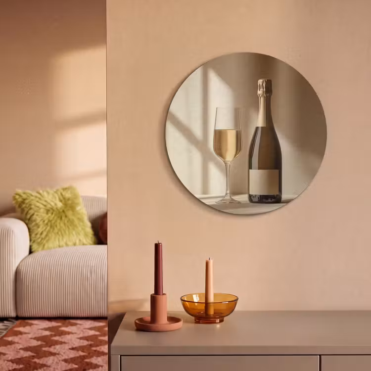 Akoestisch schilderij rond - Champagne - Beige - Schaduw - Bubbels — 2