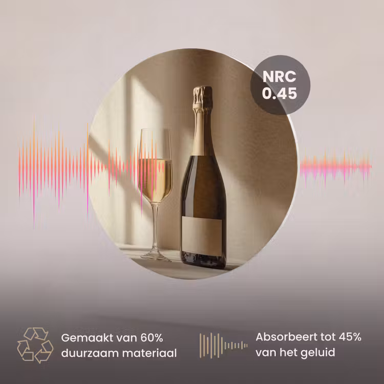 Akoestisch schilderij rond - Champagne - Beige - Schaduw - Bubbels — 3