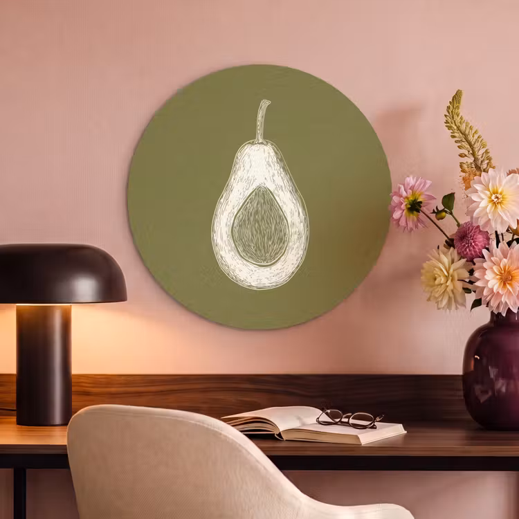 Akoestisch schilderij rond - Avocado - Minimalistisch - Illustratie - Groen — 6