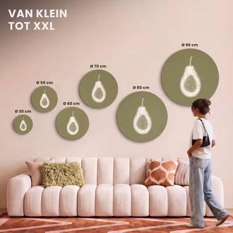 Akoestisch schilderij rond - Avocado - Minimalistisch - Illustratie - Groen — 7