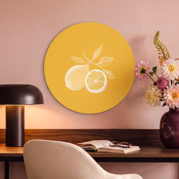 Akoestisch schilderij rond - Citroenen - Illustratie - Minimalistisch - Geel — 6