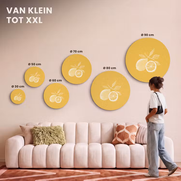 Akoestisch schilderij rond - Citroenen - Illustratie - Minimalistisch - Geel — 7