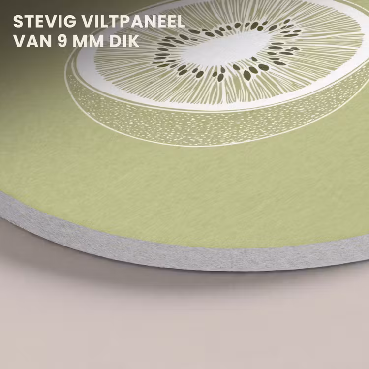 Akoestisch schilderij rond - Kiwi - Lijntekening - Minimalistisch - Groen — 5