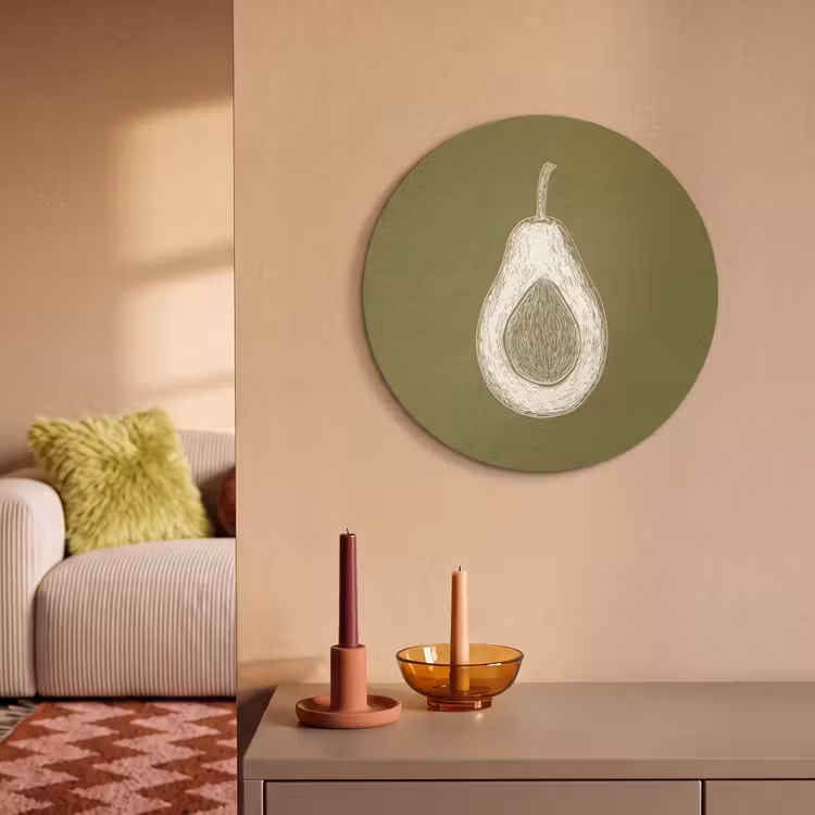 Akoestisch schilderij rond - Avocado - Minimalistisch - Illustratie - Groen — 2
