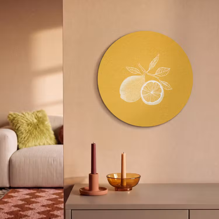 Akoestisch schilderij rond - Citroenen - Illustratie - Minimalistisch - Geel — 2