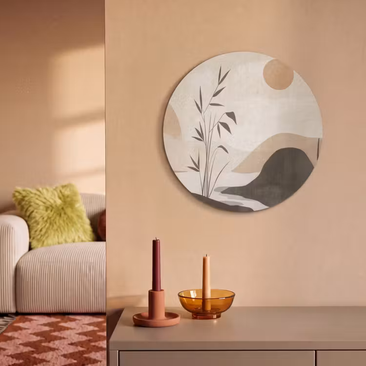 Akoestisch schilderij rond - Japandi - Landschap - Beige — 2