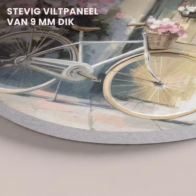 Akoestisch schilderij rond - Fiets - Pastelkleuren - Bloemen — 5