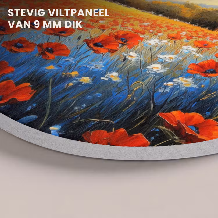 Akoestisch schilderij rond - Klaproos - Bloemenveld - Kleurrijk — 5