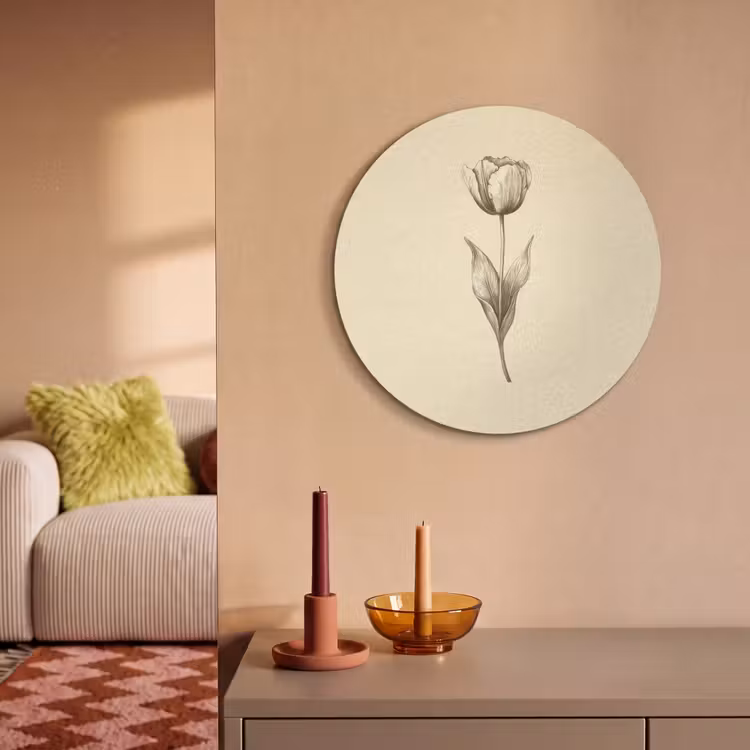 Akoestisch schilderij rond - Illustratie - Tulp - Zwart — 2