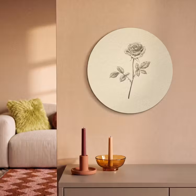 Akoestisch schilderij rond - Illustratie - Zwart - Roos — 2