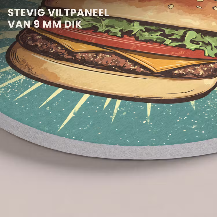 Akoestisch schilderij rond - Hamburger - Illustratie - Sla - Kaas — 5