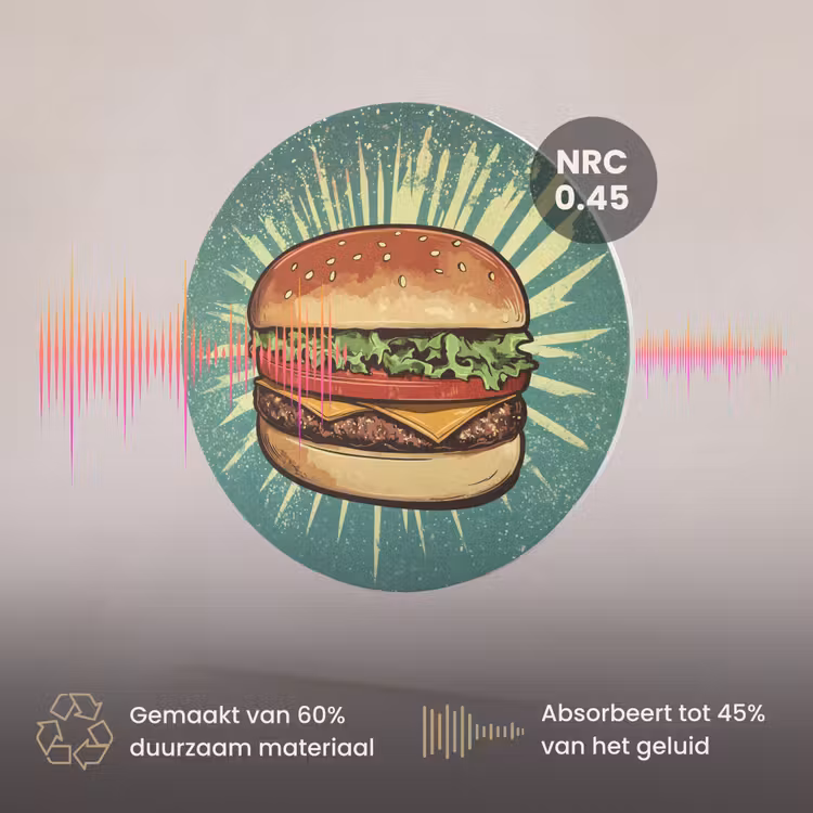 Akoestisch schilderij rond - Hamburger - Illustratie - Sla - Kaas — 3