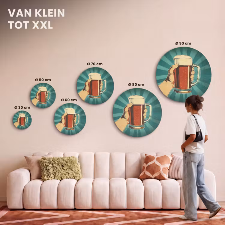 Akoestisch schilderij rond - Bierglas - Schuim - Retro - Groen — 7