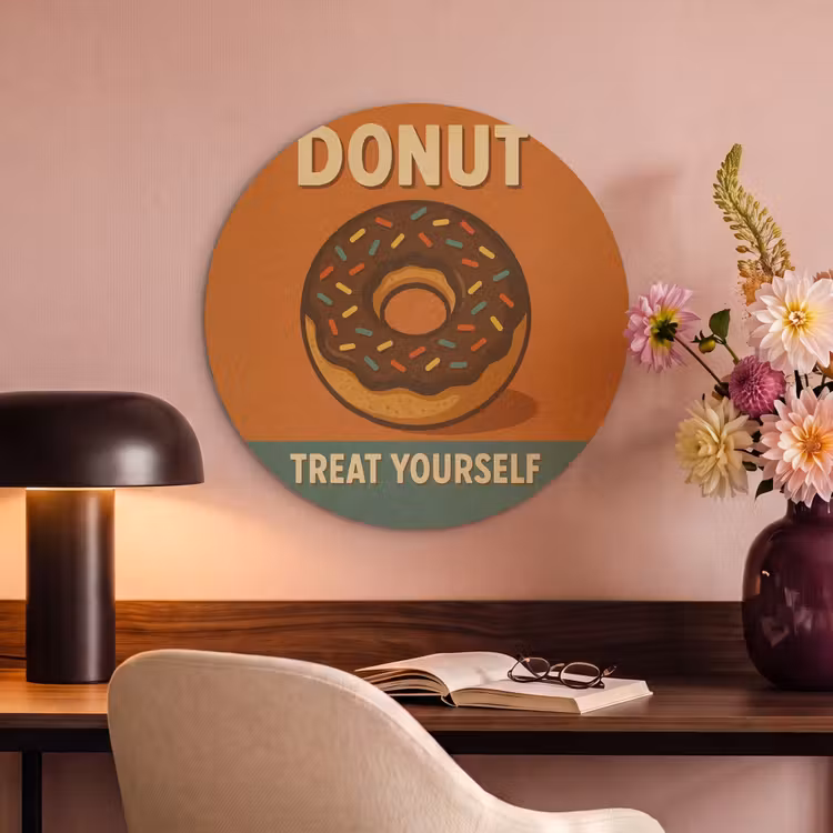 Akoestisch schilderij rond - Donut - Spikkels - Kleurrijk - Quote — 6