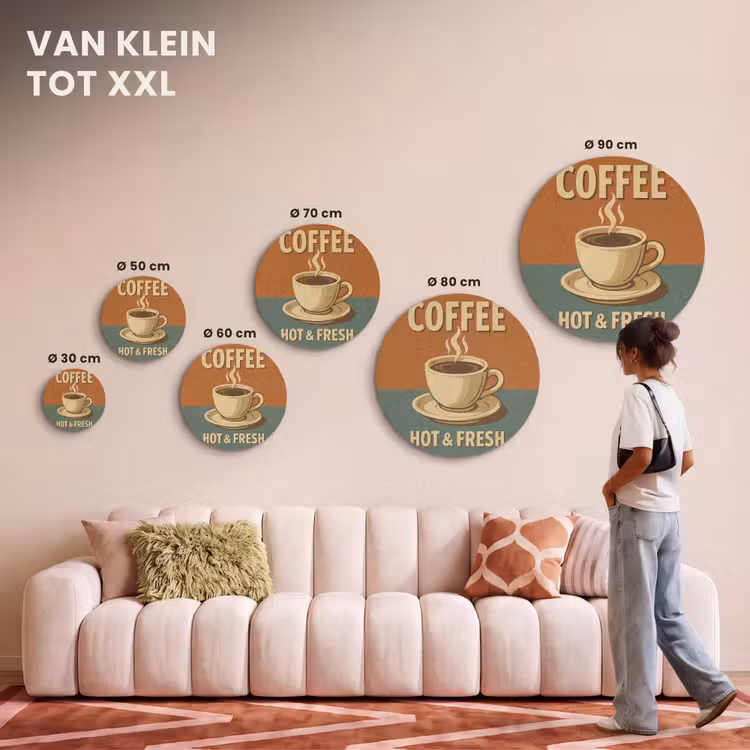 Akoestisch schilderij rond - Koffie - Kop - Vintage - Quote — 7
