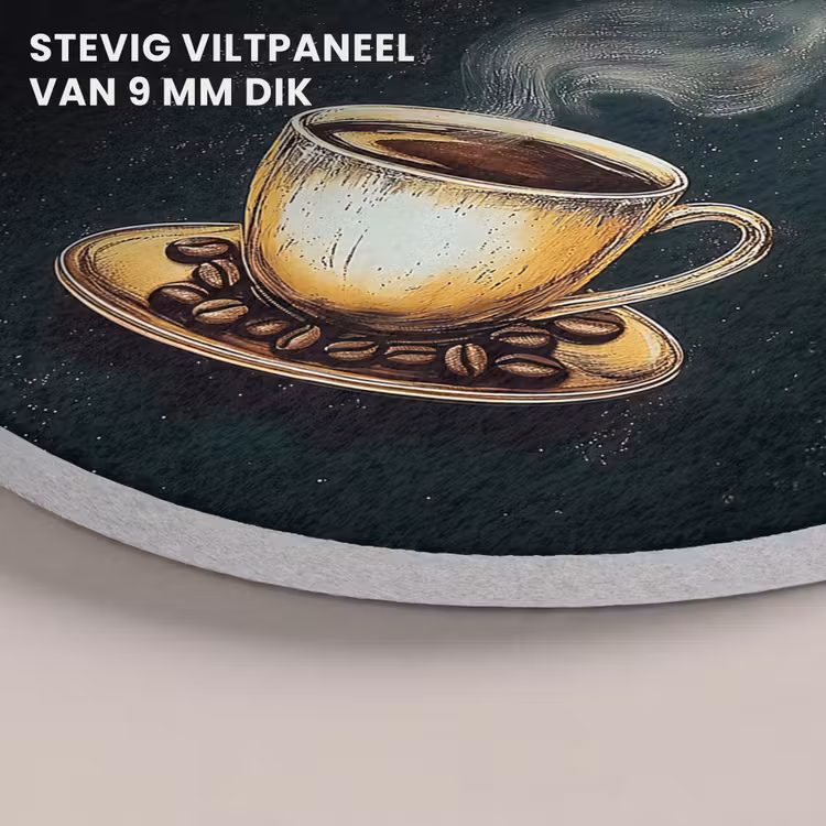 Akoestisch schilderij rond - Koffie - Schotel - Koffiebonen - Retro — 5